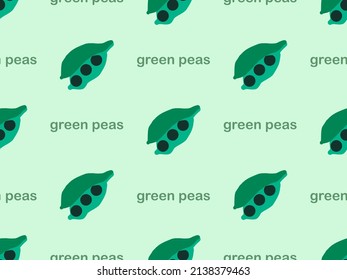 green peas cartoon character seamless pattern on green background.