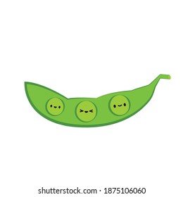 Green peas character design. Green peas vector on white background.