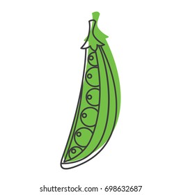 Green peas doodle icon vector illustration for design and web isolated on white background. Green peas vector object for labels, logos and advertising