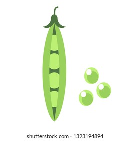 green peas flat simple illustration. Kitchen cooking - vegetables and fruits series.