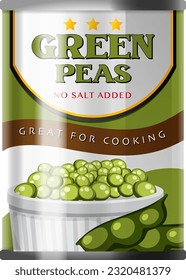 Green Peas Food Can Vector illustration