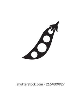 green peas icon in black flat glyph, filled style isolated on white background