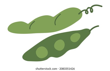 Green peas icon. Closed and open pods. Vegan crop