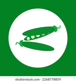 Green peas icon isolated in the circle. Vector.