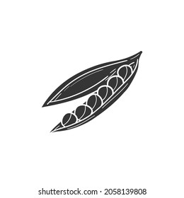 Green Peas Icon Silhouette Illustration. Legume Bean Vector Graphic Pictogram Symbol Clip Art. Doodle Sketch Black Sign.