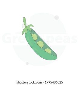 green peas isolated vector flat illustration