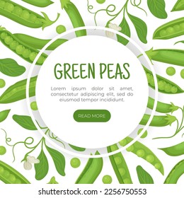 Green peas landing page template. Italian cuisine food, dry macaroni of various shapes seamless pattern web banner, website cartoon vector