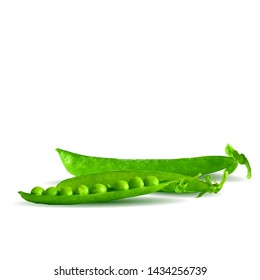 Green peas low poly. Fresh, nutritious, tasty green peas. Elements for label design. Vector illustration. Ingredients in triangulation technique. 