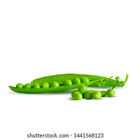 Green peas low poly. Fresh, nutritious, tasty green peas. Elements for label design. Vector illustration. Ingredients in triangulation technique. 