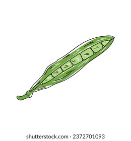 Green peas on white background