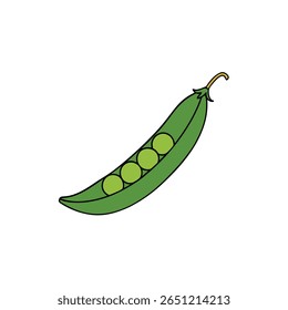 Green peas pod flat design with minimal detail Vector illustration