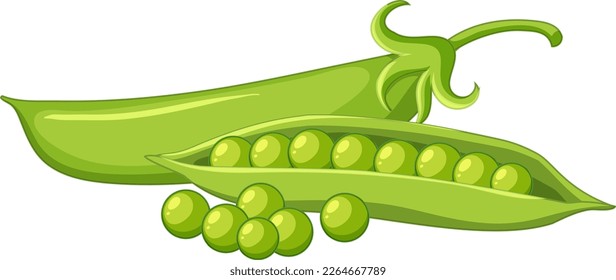 Green peas in a pod illustration