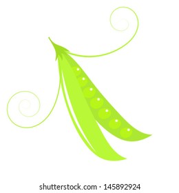 Green peas pod. Vector illustration