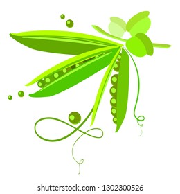 
Green peas. Pods and peas