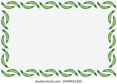 Green peas pods seamless border. Vegetable pea frame summer background