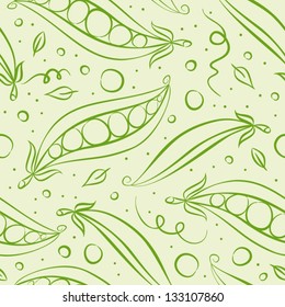 Green peas seamless pattern. Vector illustration