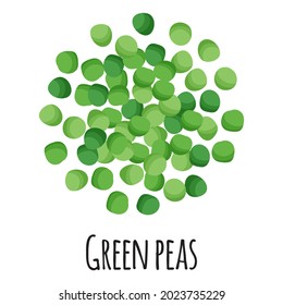 Green peas for template farmer market design, label and packing. Natural energy protein organic super food. Vector cartoon isolated illustration.