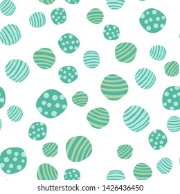 Green pebble seamless pattern. Hand drawn stones wallpaper. Abstract geometric dotted texture background. Vector illustration