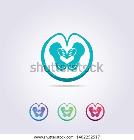 Green pelvis logo template with abstract love circles for your business and brand.