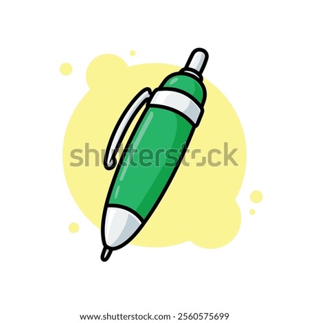 Green Pen Cartoon Icon Vector Illustration. Isolated background. School office stationery supplies
