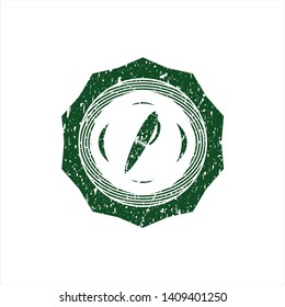 Green pen icon inside grunge style stamp