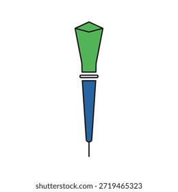 Caneta verde em material de escritório de fundo branco