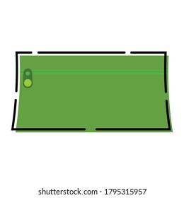 Green pencil case icon. School supplies - Vector