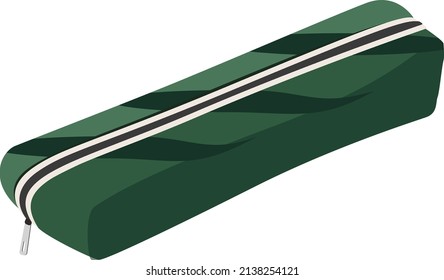 Green pencil case, illustration, vector on a white background.