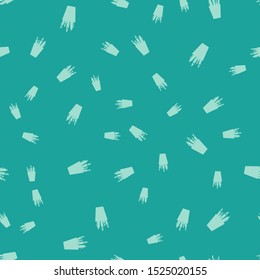 Green Pencil case stationery icon isolated seamless pattern on green background. Pencil, pen, ruler in a glass for office.  Vector Illustration