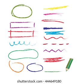 green pencil with colorful hand drawn elements. vector design elements