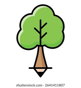 Green pencil drawing of a tree. Suitable for nature themed designs, environmental campaigns, educational materials, and artistic projects. Ideal for eco conscious content.