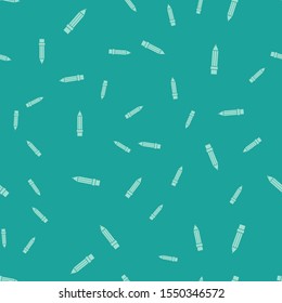 Green Pencil with eraser icon isolated seamless pattern on green background. Drawing and educational tools. School office symbol.  Vector Illustration