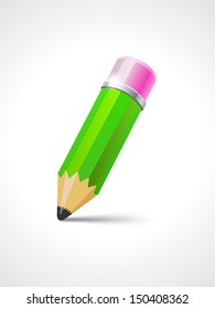 Green pencil with eraser - vector illustration for your design