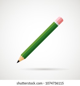 green pencil flat vector icon
