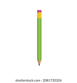 Green pencil isolated on white background. Vector illustration for your graphic design and many more.