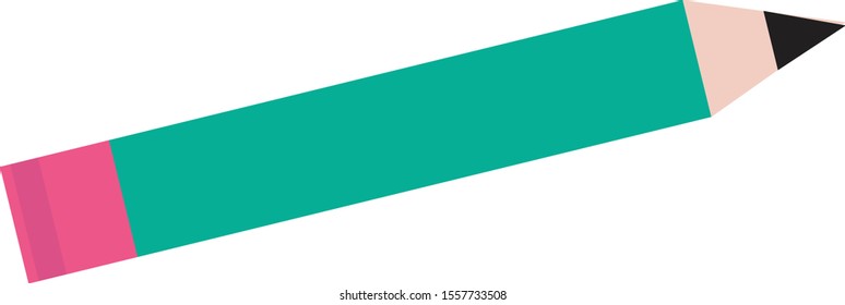 green pencil with pink eraser graphic vector
