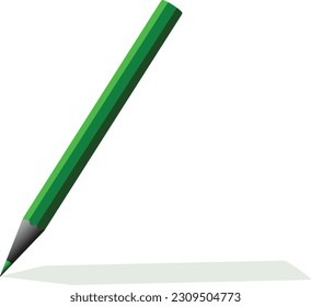 A green pencil with shadow