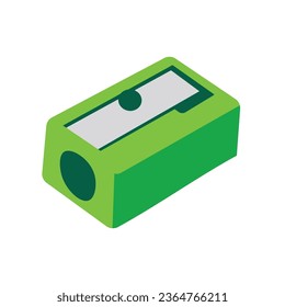 Green pencil sharpener icon design, cartoon style vector illustration