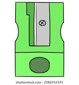 green pencil sharpener illustration hand drawn isolated vector