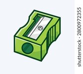 Green Pencil Sharpener Illustration For School Stationery, Office And Art Supplies Icon