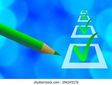 Green pencil and ticks