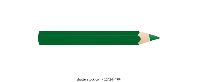 Green pencil vector. Set of colored pencils