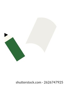 green pencil and white notebook illustration
