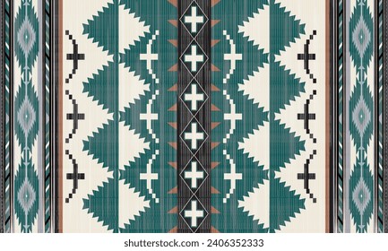 Roca de araña verde de Pendleton. Patrón sin fisuras del vector tribal navajo. Ornamento nativo americano. Decoración de la etnia suroeste. Ornamento geométrico Boho.