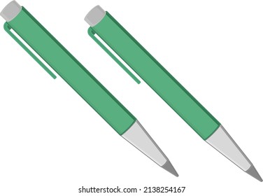 Green pens, illustration, vector on a white background.