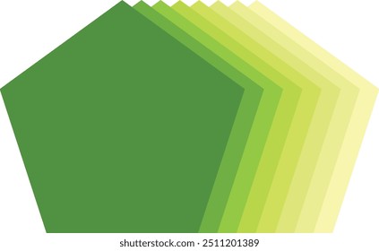 green pentagon monochrome color vector illustration, isolated on white background.