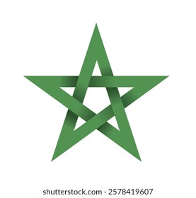 Green pentagram - five-pointed geometric star shape on white background. Vector illustration