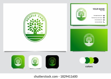 green people care logo design and business card