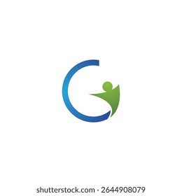 Logotipo g da letra de saúde de pessoas verdes