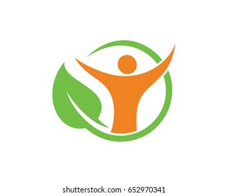 Green People Logo Template Design Vector, Emblem, Design Concept, Creative Symbol, Icon
